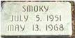 Grave marker for Smoky. Buried at Oakwood Cemetery in High Point NC